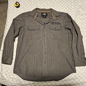 Harley-Davidson Black and Gray Striped Men's Shirt